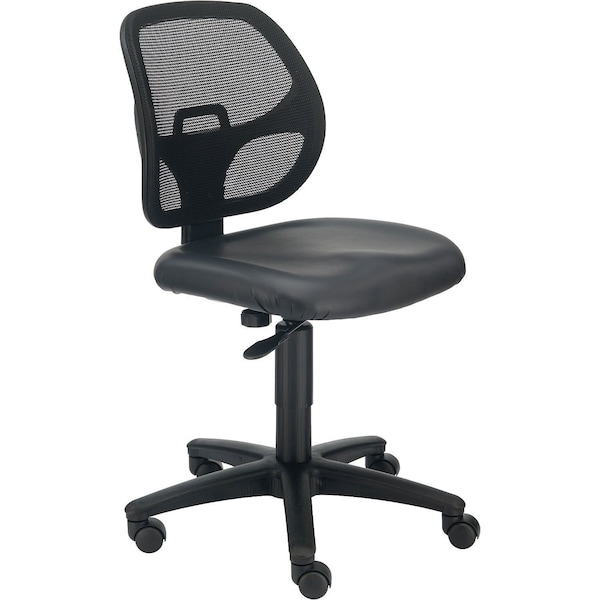 Global Industrial Armless Mesh Back Office Chair, Vinyl, Black 695644V - main